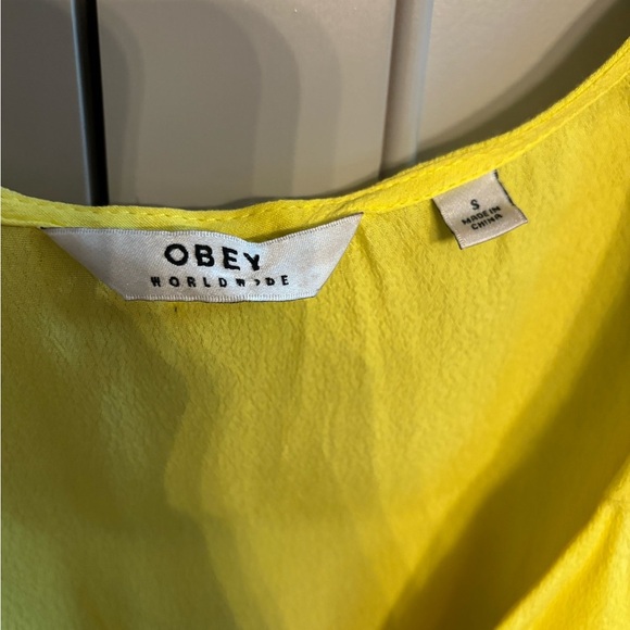 Obey Bright Yellow romper! Short sleeve! Super cute and bright! Sz sm - Picture 3 of 4